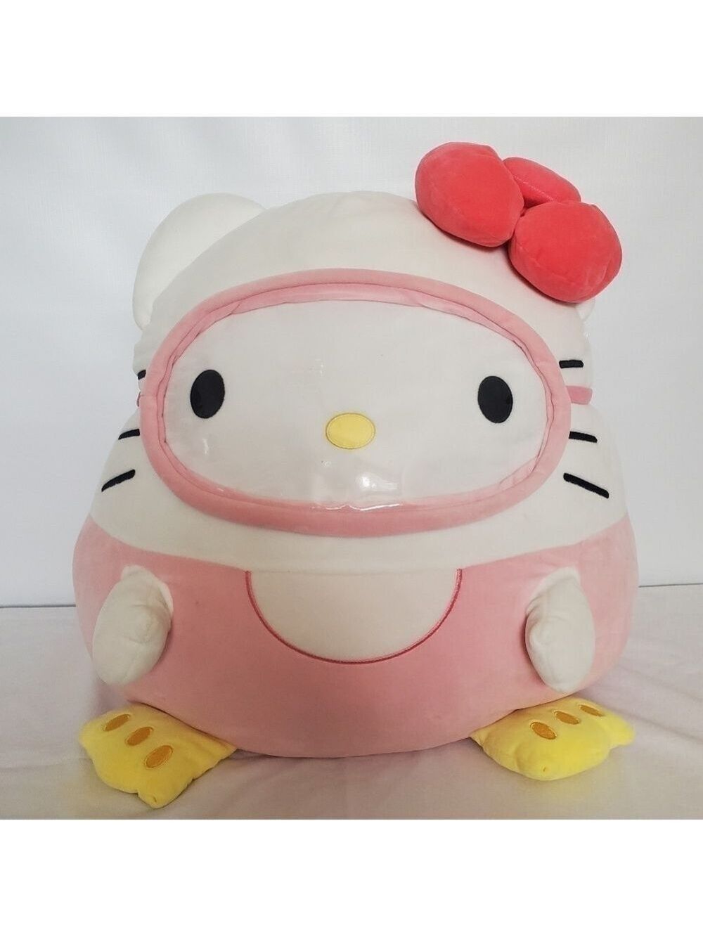 HELLO KITTY SCUBA GEAR SQUISHMALLOW JUMBO 24" PLUSHY STUFFED ANIMAL PINK WHITE